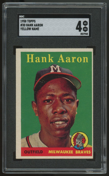 1958 Topps Hank Aaron #30 Yellow Name SGC 4
