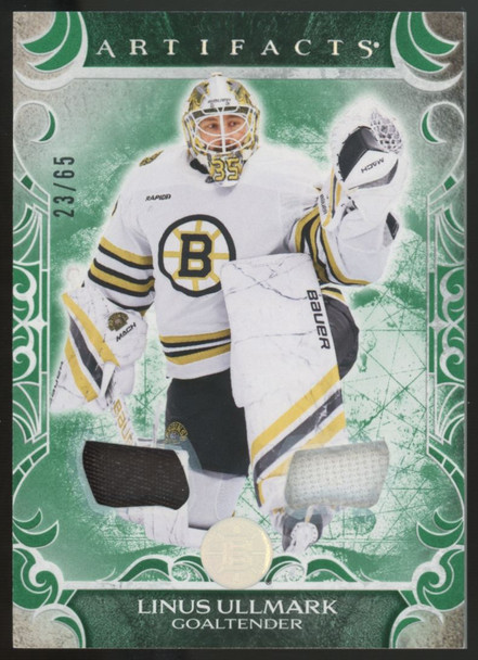 2024-25 Upper Deck Artifacts Linus Ullmark Emerald Dual Patch /65 #7
