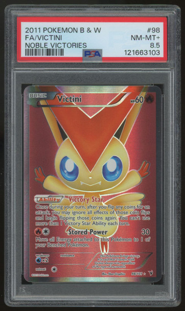 2011 Pokemon Victini Noble Victories Full Art #98 PSA 8.5