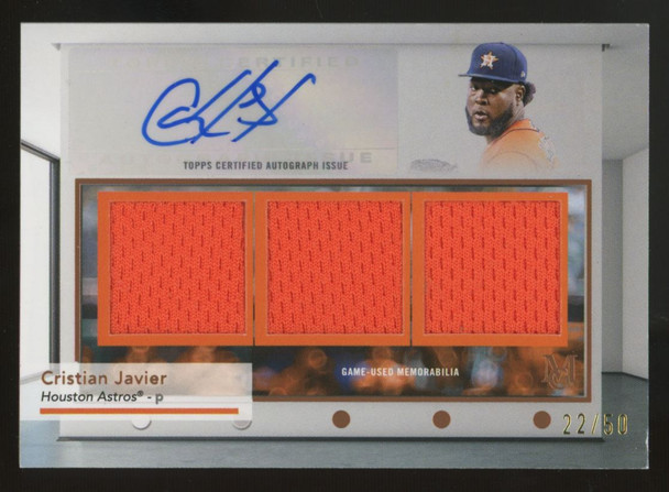 2024 Museum Collection Cristian Javier Copper Signature Triple Patch Auto /50