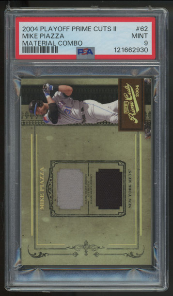 2004 Playoff Prime Cuts Mike Piazza Dual Combo Patch /10 #62 PSA 9