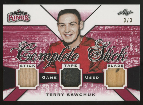 2019-20 Leaf Lumber Kings Terry Sawchuk Complete Stick Triple Patch /3 #CS-12