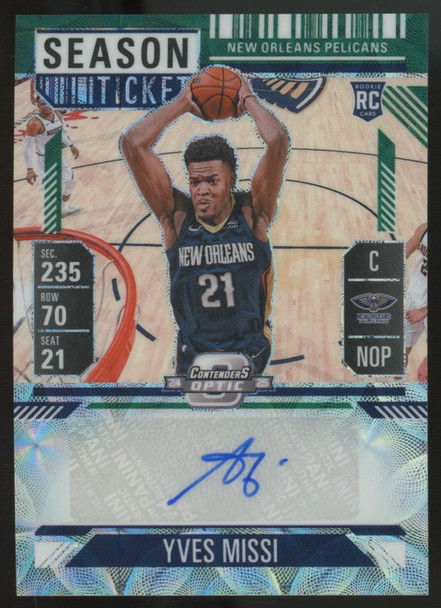 2024-25 Panini Mosaic Yves Missi RC Spectris Green Season Ticket Auto /5