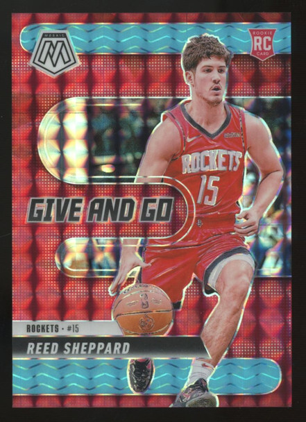 2024-25 Panini Mosaic Reed Sheppard RC Give And Go Blue Fluorescent /30 #7