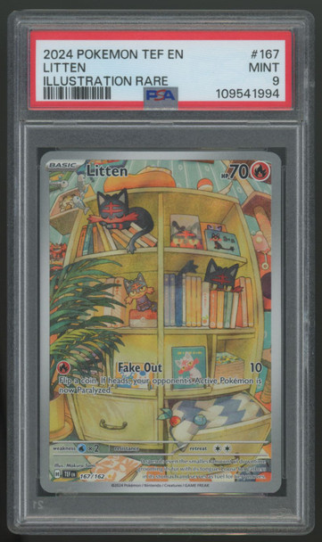 2024 Pokemon Litten Temporal Forces Illustration Rare #167 PSA 9