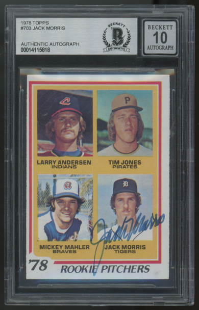 1978 Topps Jack Morris RC Signed Auto BGS Authentic 10 *818