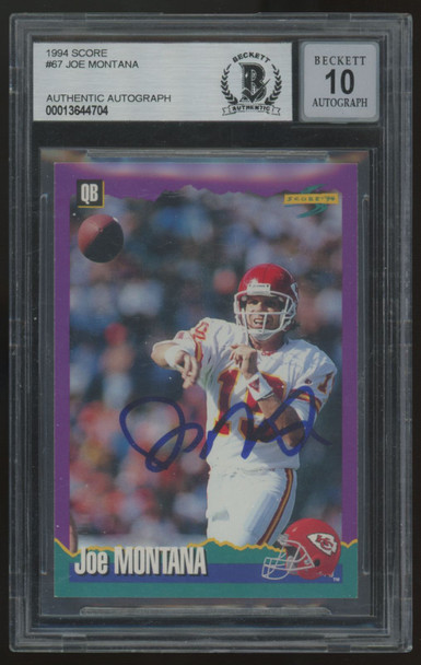 1994 Score Joe Montana Signed Auto BGS Authentic Auto 10
