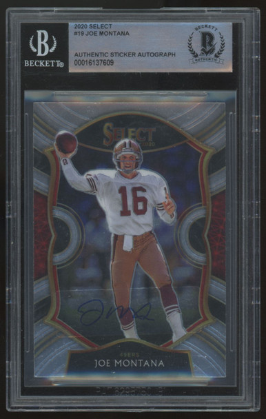 2020 Panini Select Joe Montana Sticker Auto BGS Authentic #19