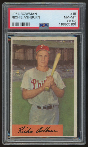 1954 Bowman Richie Ashburn #15 PSA 8 (OC) *108