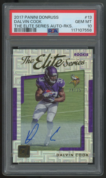 2017 Panini Donruss Dalvin Cook RC The Elite Series Auto /25 #13 PSA 10