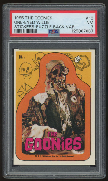1985 The Goonies One-Eyed Willie Stickers Puzzle Back #10 PSA 7