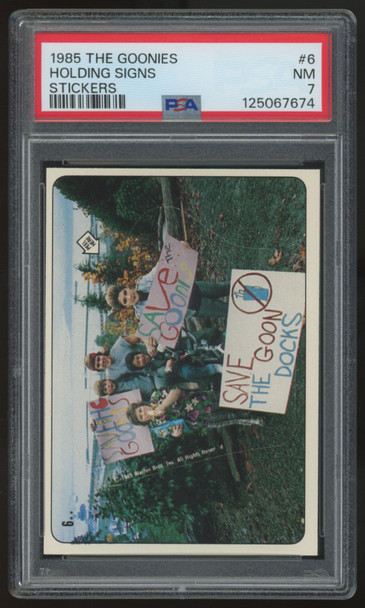 1985 The Goonies Holding Signs Stickers #6 PSA 7