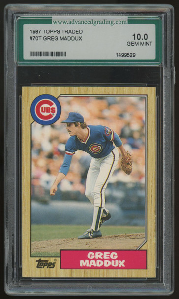 1987 Topps Traded Greg Maddux RC #70T  AGS 10