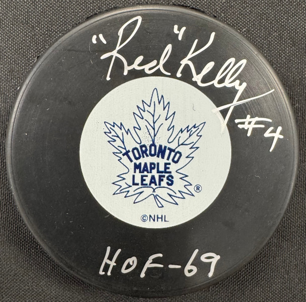 Red Kelly Signed Autographed Inscribed Puck JSA Cert