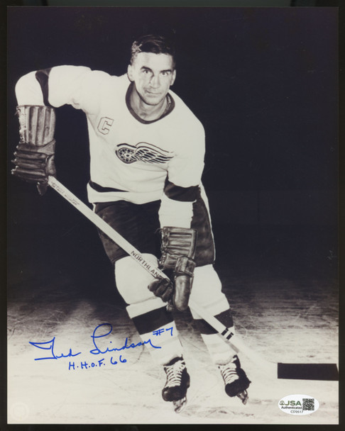 Ted Lindsay Signed Autographed Inscribed 8x10 Photo JSA Cert *517