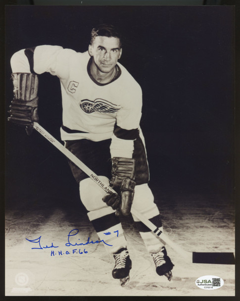 Ted Lindsay Signed Autographed Inscribed 8x10 Photo JSA Cert *518