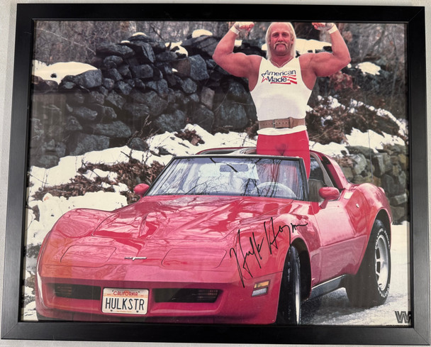 1985 WWF Hulk Hogan Corvette Poster Signed Autograph JSA