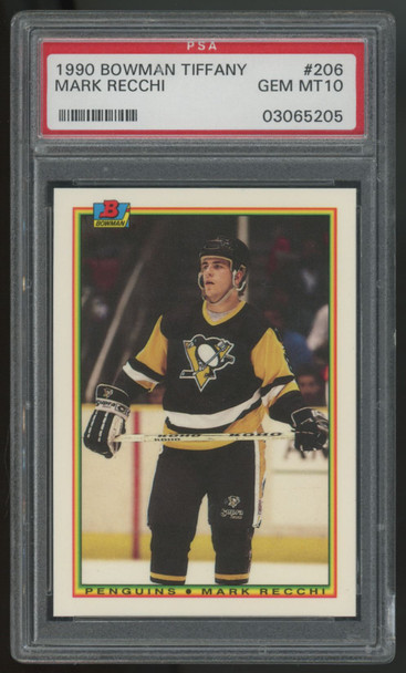 1990-91 Bowman Tiffany Mark Recchi RC #206 PSA 10