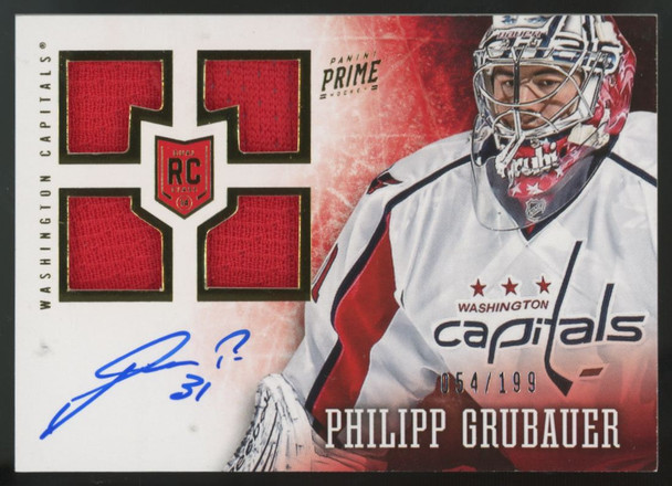 2013-14 Panini Prime Philipp Grubauer RC Patch Auto RPA /199 #179 "A"
