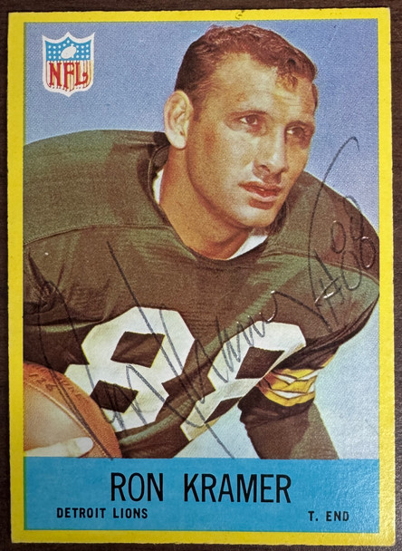1967 Philadelphia Ron Kramer #65 Signed Autographed JSA