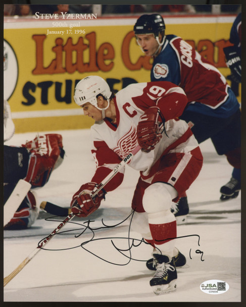 Steve Yzerman Signed Autographed 500th Goal 8x10 Photo JSA