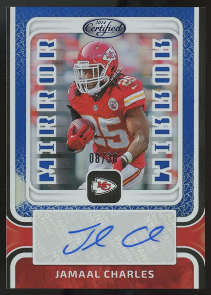 2024 Panini Certified Jamaal Charles Mirror Blue Auto /30 #MS-JC