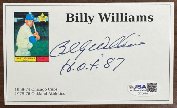 Billy Williams Signed Autographed Inscribed Post Card JSA