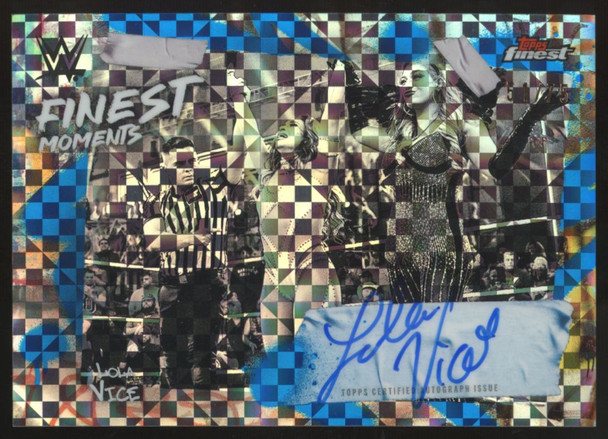 2025 Topps Finest WWE Lola Vice Blue Checkerboard Refractor Moments Auto /75