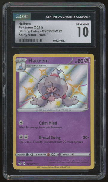 2021 Pokemon Hattrem Shining Fates Holo #SV055 CGC 10