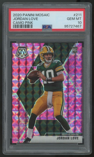 2020 Panini Mosaic Jordan Love RC Camo Pink #211 PSA 10