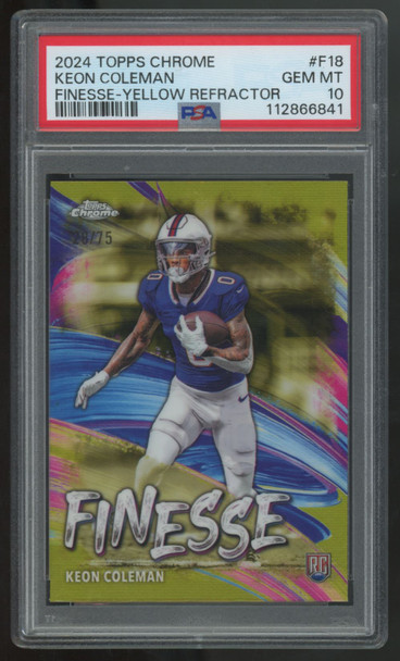 2024 Topps Chrome Keon Coleman RC Finesse Yellow /75#F-18 PSA 10