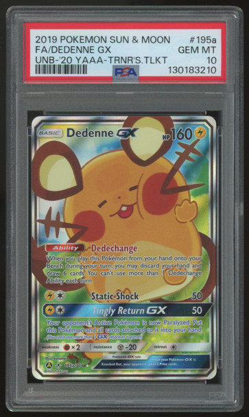 2019 Pokemon Dedenne GX Trainer Toolkit Full Alt Art #195a PSA 10