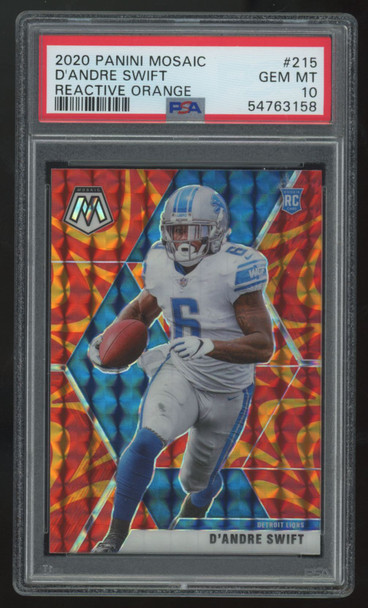 2020 Panini Mosaic D'Andre Swift RC Reactive Orange #215 PSA 10