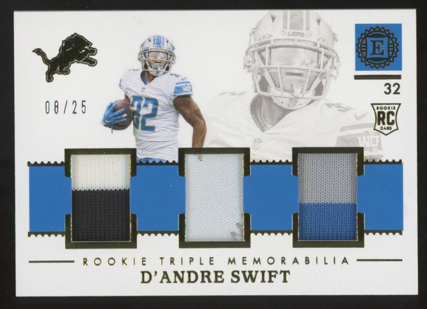 2020 Panini Encased D'Andre Swift RC Gold Triple Patch /25 #RT-9