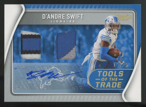 2021 Panini Absolute D'Andre Swift Prime Tools Of The Trade Dual Patch Auto /25