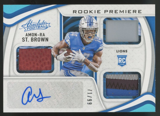 2021 Panini Absolute Amon-Ra St. Brown RC Rookie Premiere Triple Patch /99 #231