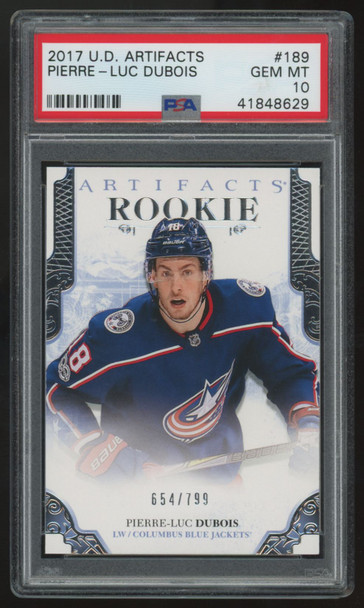 2017-18 Upper Deck Artifacts Pierre-Luc Dubois RC /799 #189 PSA 10