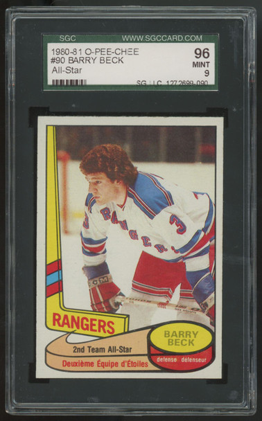1980-81 O-Pee-Chee Barry Beck All-Star #90 SGC 9