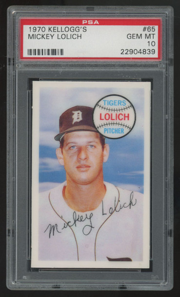 1970 Kellogg's Mickey Lolich #65 PSA 10