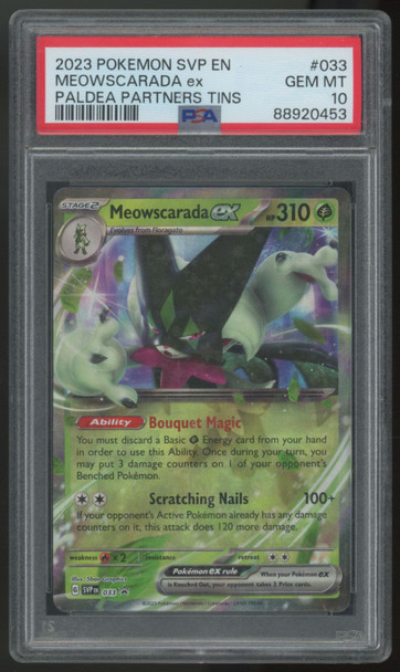 2023 Pokemon Meowscarada ex Paldea Partner Tins #033 PSA 10