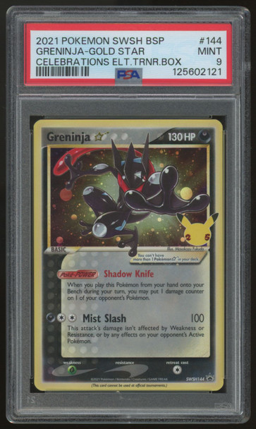 2021 Pokemon Greninja Gold Star Celebrations ETB Promo #SWSH144 PSA 9 (H)