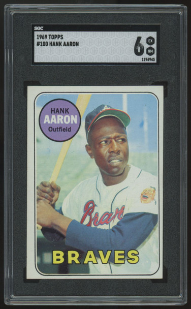 1969 Topps Hank Aaron #100 SGC 6 *945