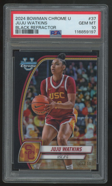 2024-25 Bowman Chrome University JuJu Watkins Black Refractor /10 #37 PSA 10