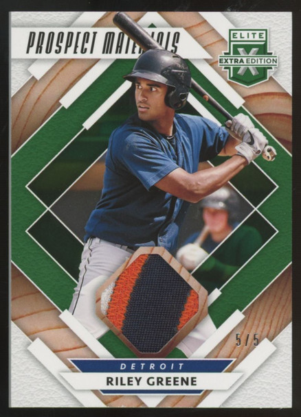 2020 Panini Elite Extra Edition Riley Greene Prospect Materials Patch #PM-RG
