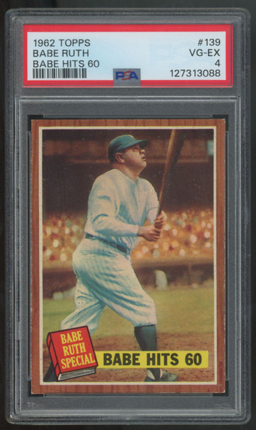 1962 Topps Babe Ruth Hits 60 #139 PSA 4 *088