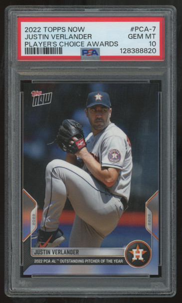 2022 Topps Now Justin Verlander Player's Choice Awards #PCA-7 PSA 10