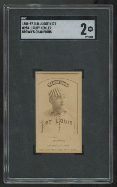 1886-87 Old Judge M172 Rudy Kemler Brown's Champions #258-1 SGC 2