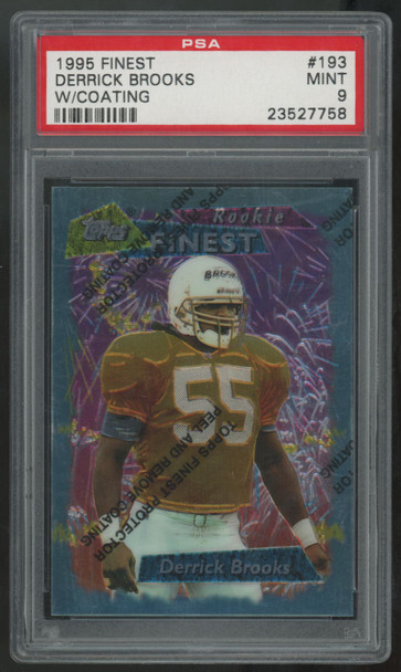 1995 Topps Finest Derrick Brooks RC W/Coating #193 PSA 9