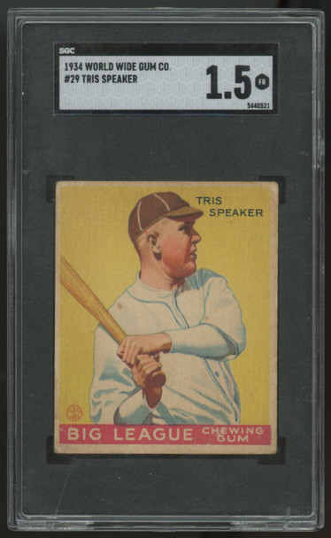 1934 World Wide Gum Co. Tris Speaker #29 SGC 1.5
