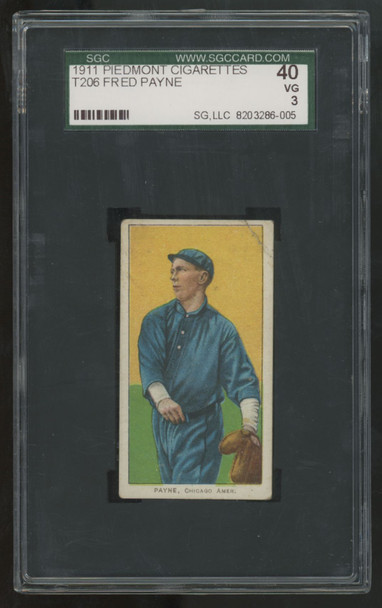 1911 T206 Fred Payne Piedmont Cigarettes Back SGC 3